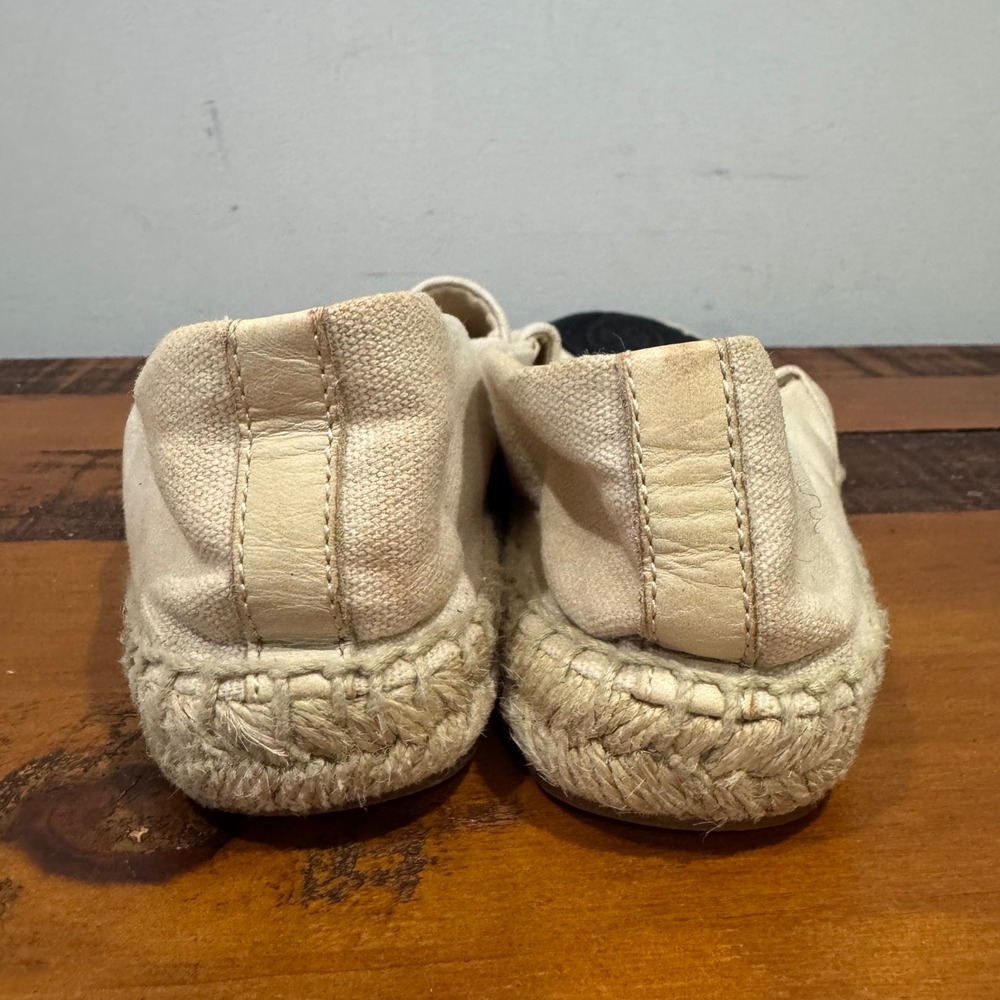 Tory Burch Canvas Espadrille Flats Cream Color-Block Logo Cap Toe Women's 6.5 - Picture 5 of 9